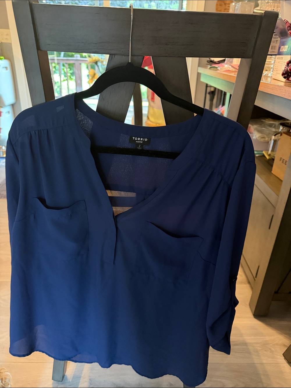 torrid Navy Blue V-Neck Pullover Blouse